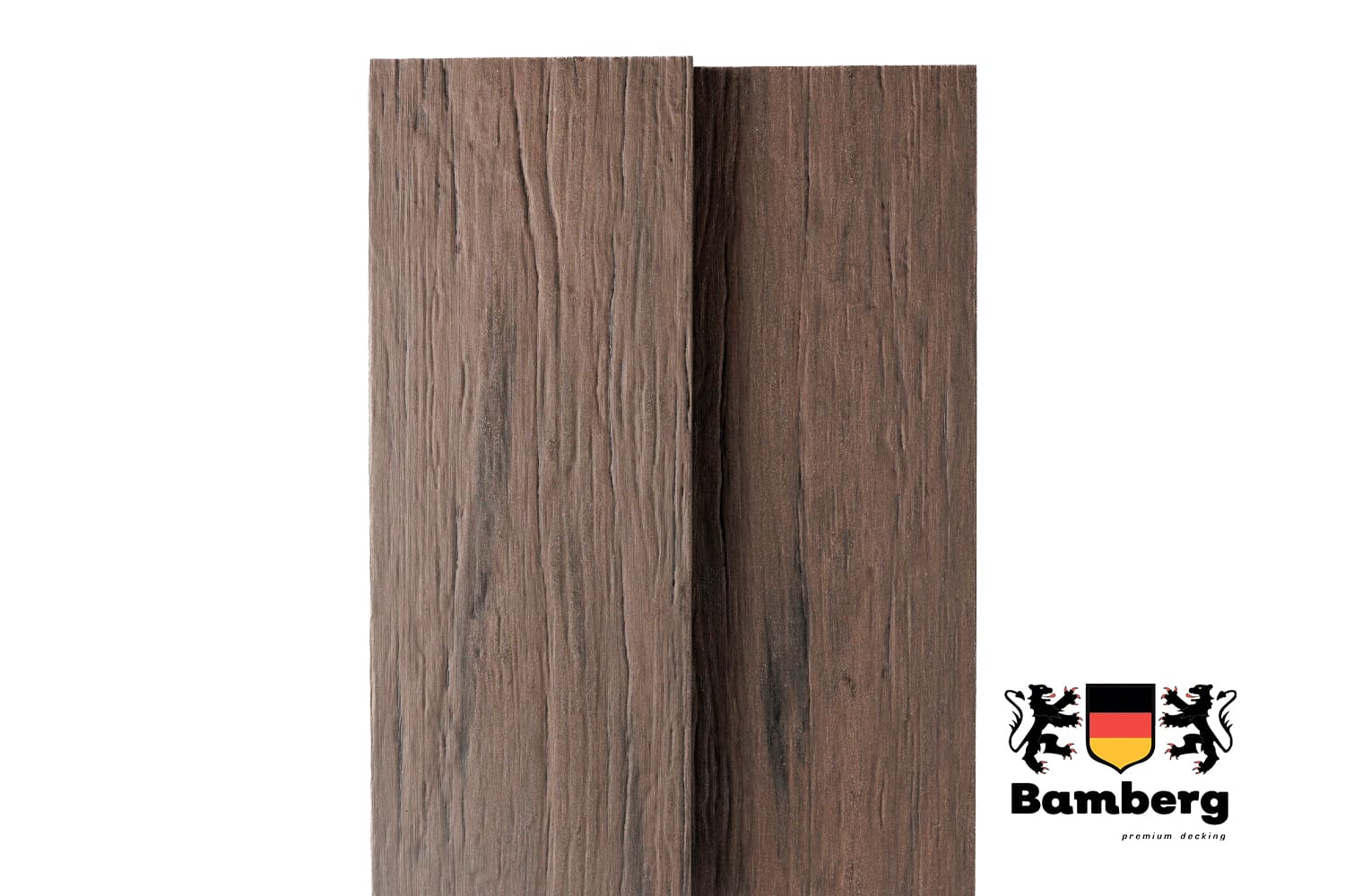Полнотелая Террасная доска ДПК Bamberg Solid Fossiled, Brazilian Walnut (Бразильский Орех) — Black Deck